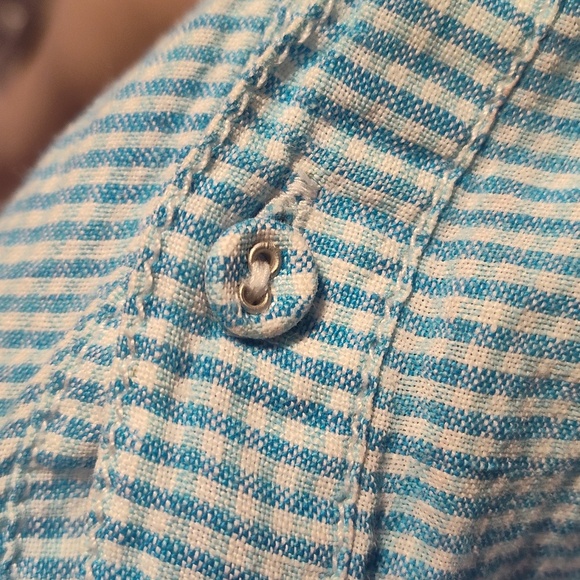 Chicos Blue Checkered Button-Up Shirt Size 2 #569 - Picture 3 of 3
